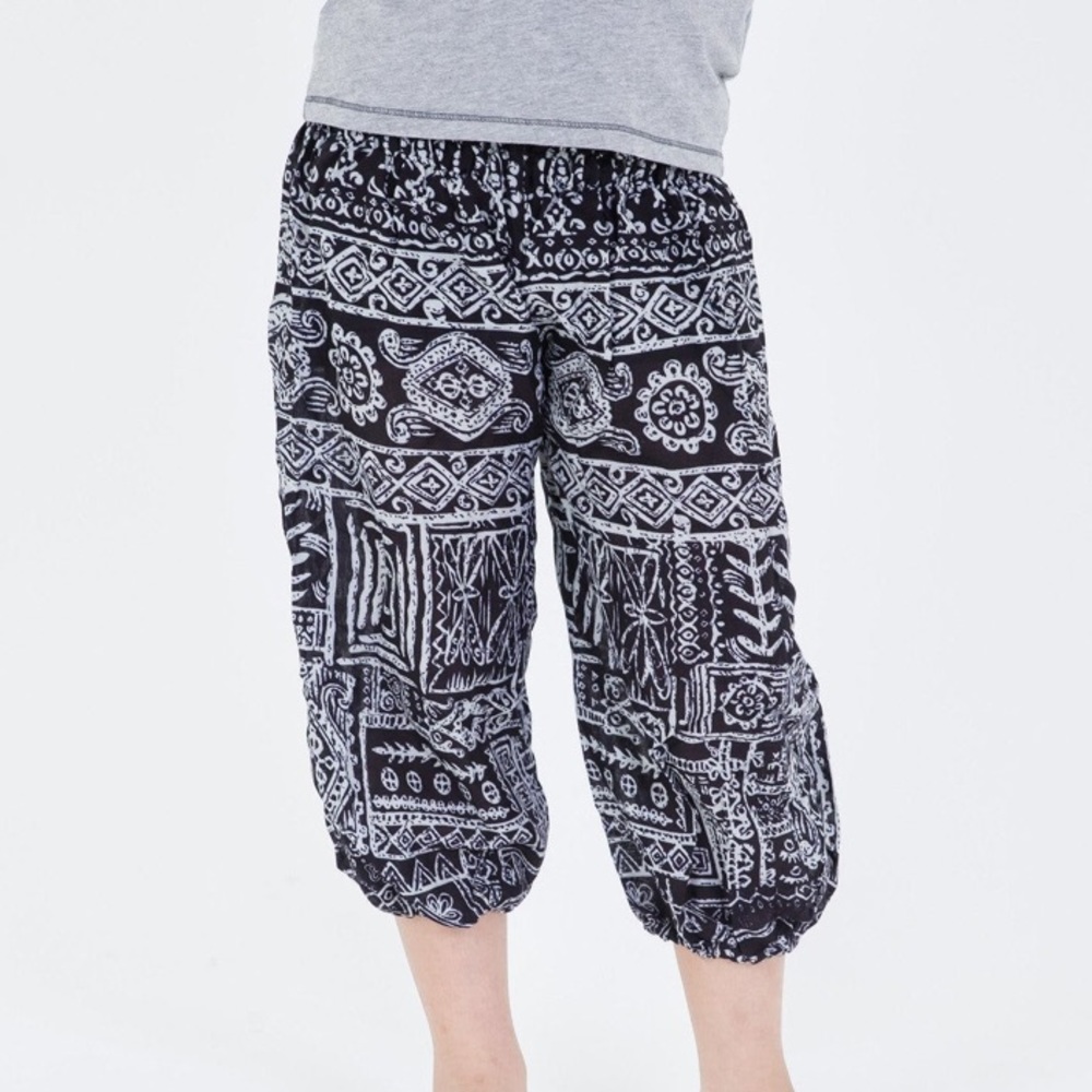 Tribal Prints Kids Harem Pants in Black